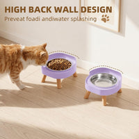 Elevated Cat Bowls, 2P Raised Cat Food and Water Bowl Set for Indoor Cats, Splash Proof with 2 - 2P Cat Bowls - Purple - image 2