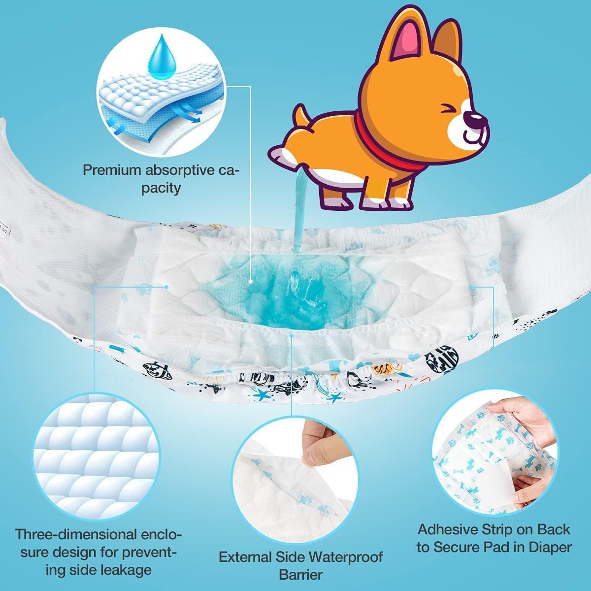 Disposable Dog Diaper Booster Pads XS - Bones / XL - (40 Count) - image 2