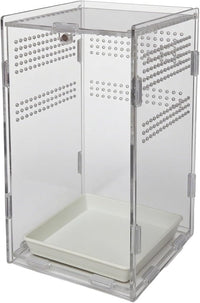 Acrylic Jumping Spider Enclosure,Reptile Enclosure,Bug Habitat, for Small Tree Dwelling Reptiles,Arboreal Tarantula Enclosure, Spider Terrarium Kit,Plastic Terrarium(4.7" X 4.7" X 8")