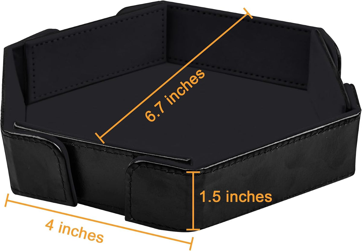 SIQUK magnetic folding hexagon dice tray in PU leather with velvet lining - view 15