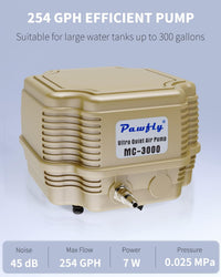 Pawfly 254 GPH Aquarium Air Pump Adjustable Quiet Oxygen Aerator Pump - Basic with Kit (Up to 300 Gallon) - image 2