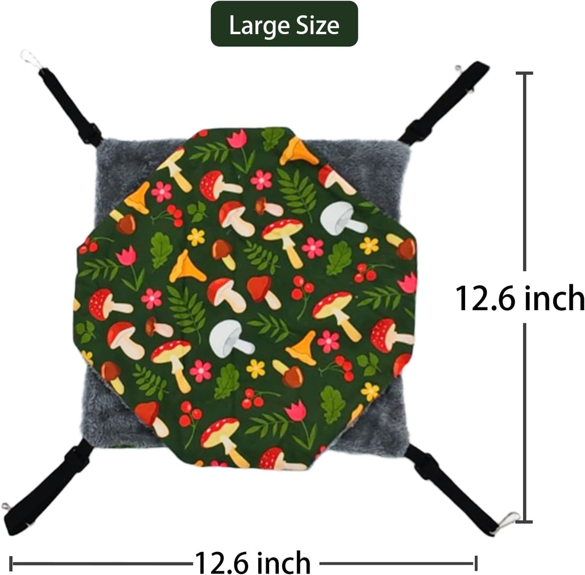 Straps are Adjustable Sugar Glider Pouch Hammock Bed Bedding - 3Tier Green Mushroom X1Pcs - image 4