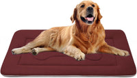 Large Dog Bed Soft Dog Crate Pad Mat 42 in Non-Slip Bottom Washable - 42.0"L x 28.0"W x 1.2"Th / Dark Red