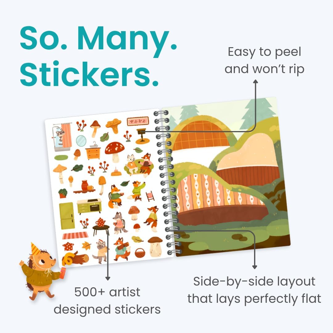 Cupkin Animal Habitats Sticker Book, 12 Coloring & Activity - Cozy Homes - image 3