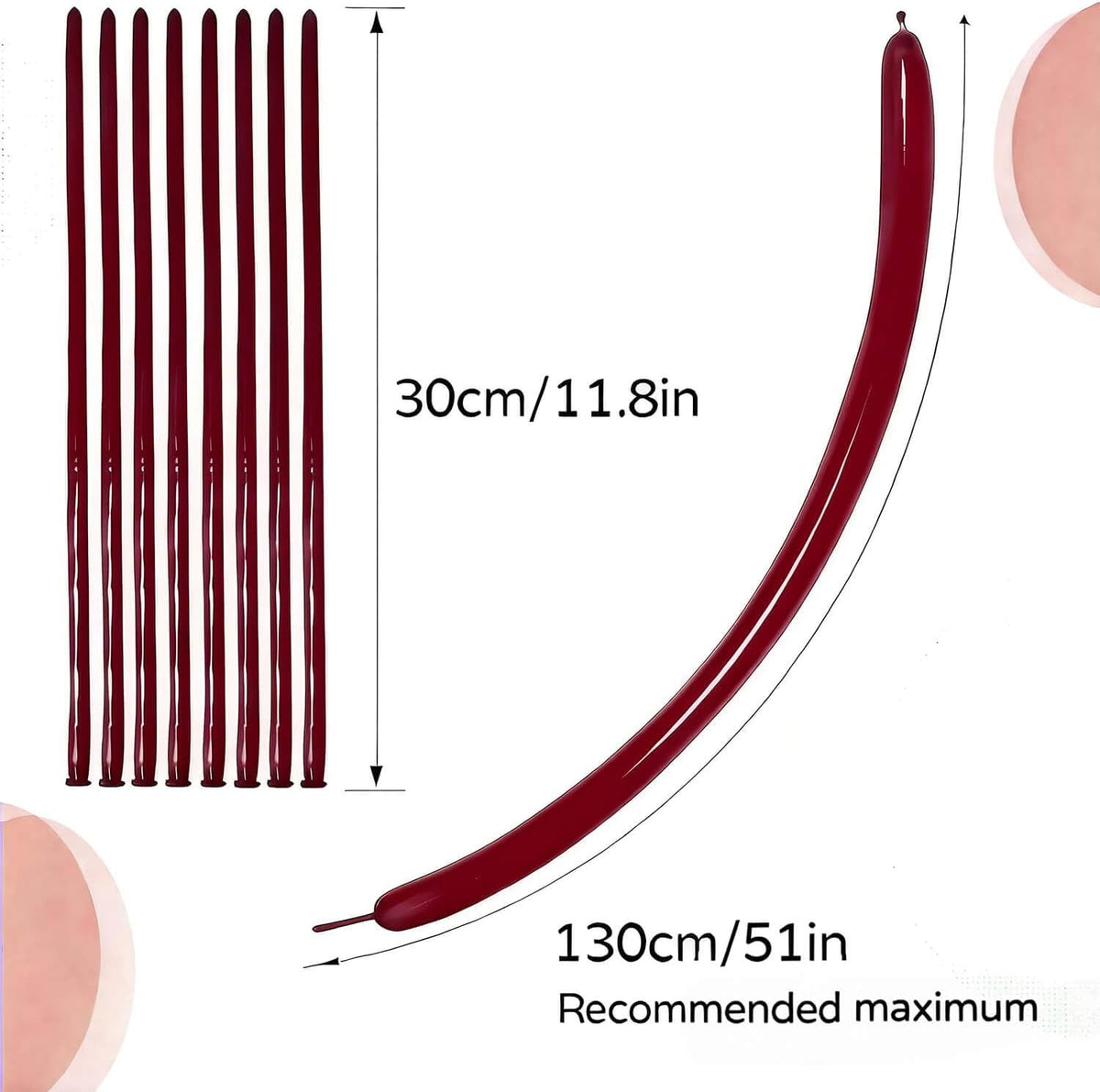 260 Clear Long Balloons for Animals - Burgundy - image 3