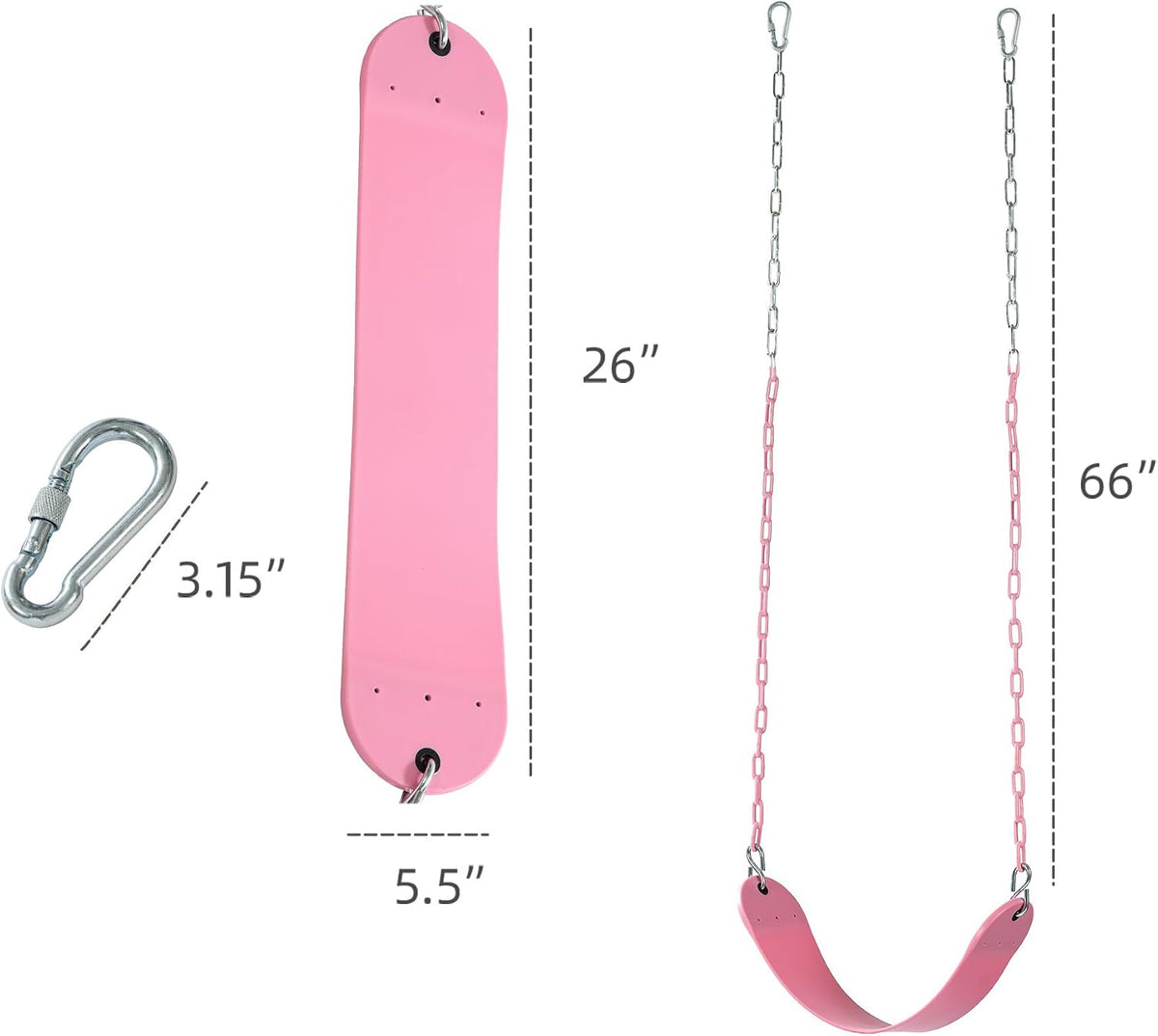 Pink Swing Seat, Heavy Duty Chain Plastic Coated - Pink - image 3