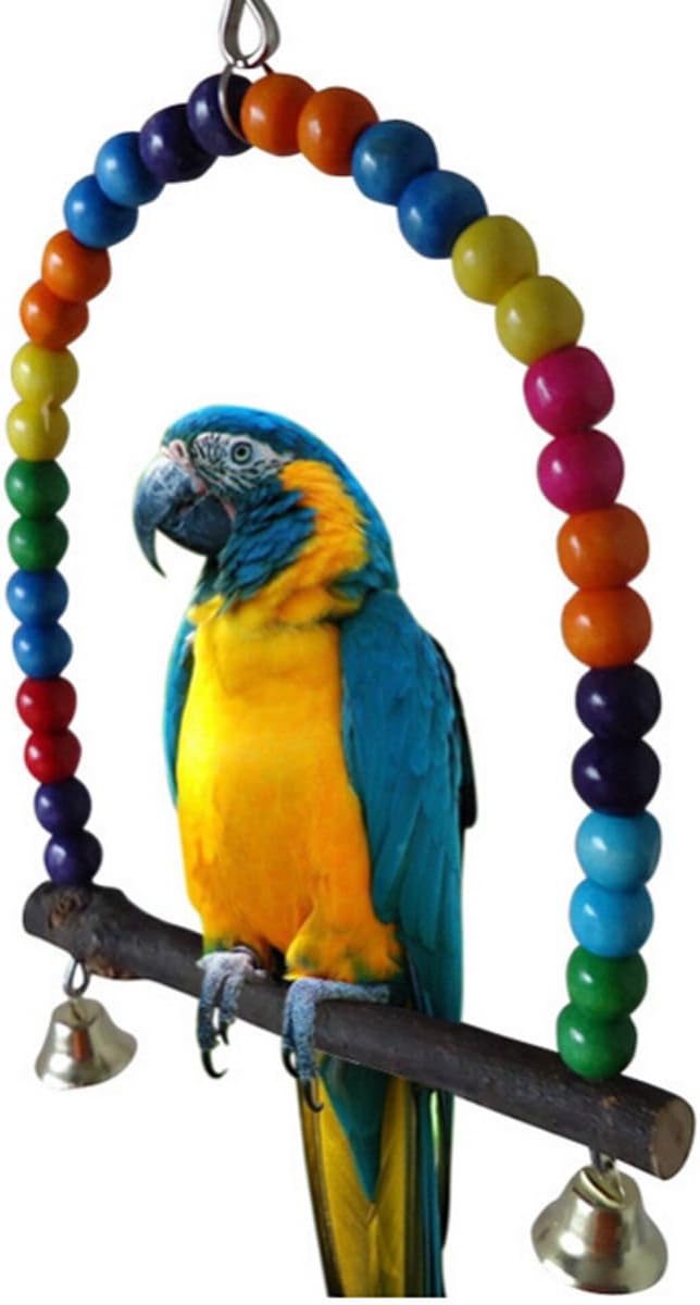 Bird Swing, Multi-Color 5.5 x 5.6 Inch Wooden Bird Swings Budgie Swing Toys Hammock for Parakeets - image 2