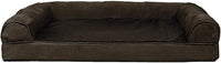 Furhaven Cooling Gel Dog Bed for Large/Medium Dogs w/ Removable Bolsters & Washable Cover, For Dogs Up to 55 lbs - Plush & Suede Sofa - Espresso, Large