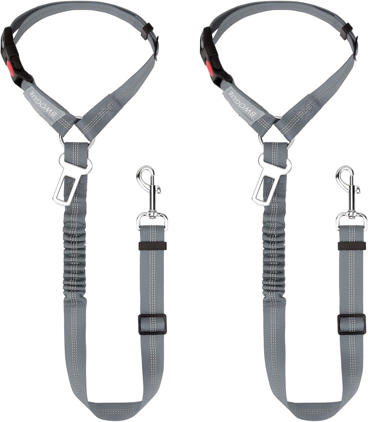 2 Pack Dog Seat Belt for Car, Headrest Restraint Safety Leads – Essentials for Dogs - Grey / Elastic(With Buckle)