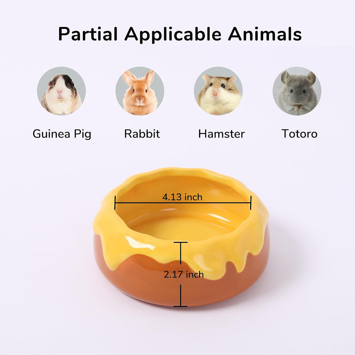 Guinea Pig Food Bowl Hamster Ceramic Water Dish Anti-Spill & Prevent - Pink+Purple - image 2