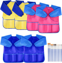 KUUQA Waterproof Children Art Smock Kids Art Aprons – Fun for Kids & Family - Yellow, Pink, Blue / 6