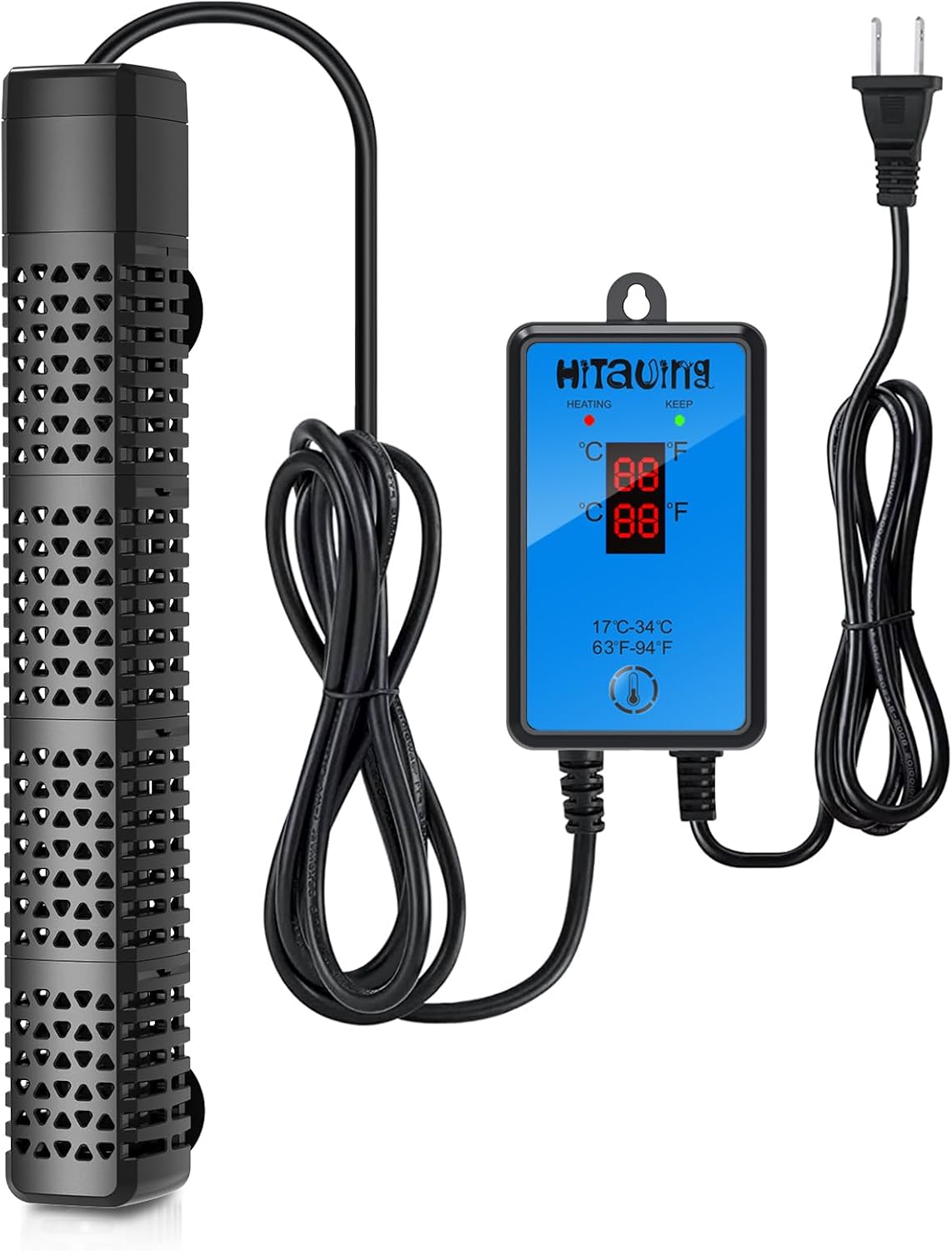 HiTauing Aquarium Heater, Upgraded 300W/500W Fish Tank Heater with Intelligent Leaving Water - 500W for 75-135 Gallon