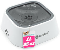 LumoLeaf No Spill Water Bowl for Dogs - Grey / 35 fl oz