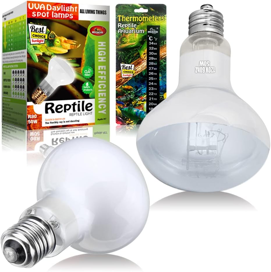 Reptile Heat Lamp 75W 2 Pack, UVA Basking Light Bulbs - 75.0 Watts