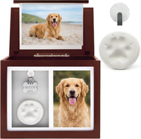 Large Dog Urn for Ashes, Pet Memorial Keepsake Photo Box - Brown