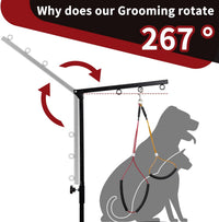 Dog Grooming Table Arm with Hammock, Adjustable Height - Black - image 3