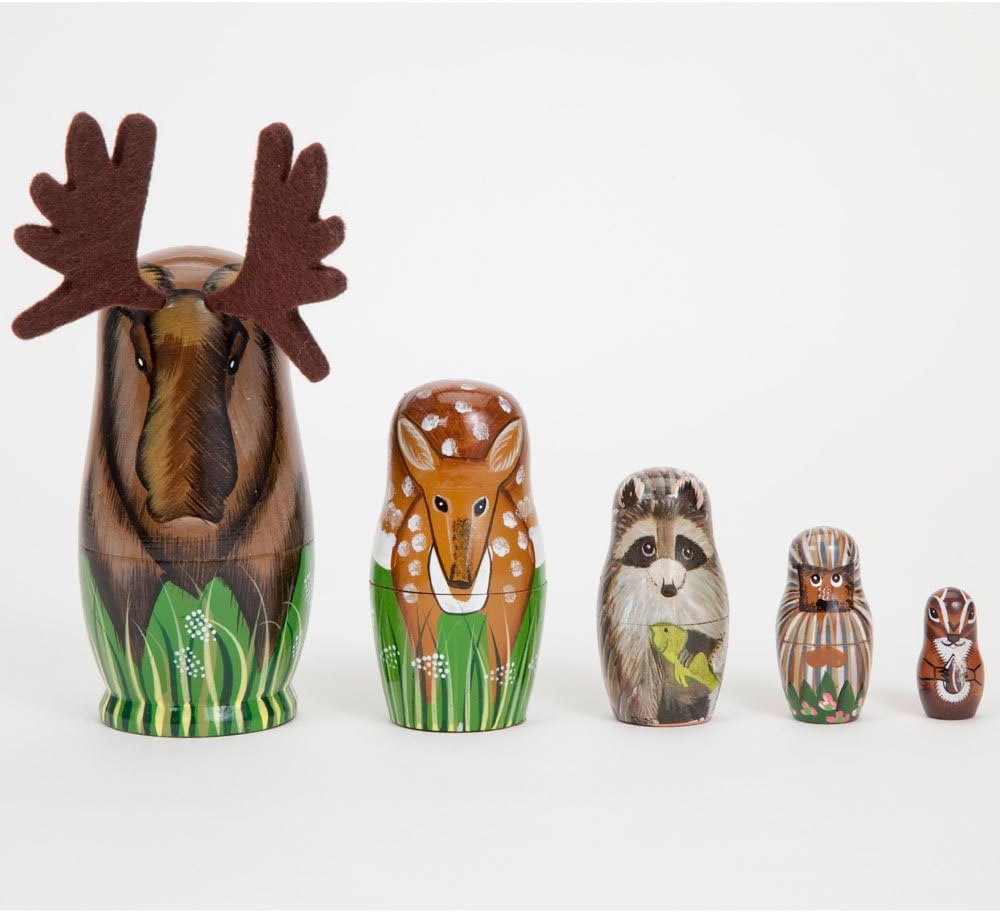 Bits and Pieces Monkey Nesting Dolls, Russian Doll Set of 5 - Woodland Creatures - image 3