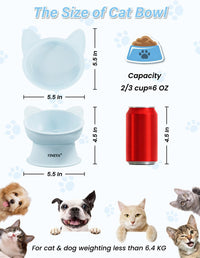 YINEYA 2 Pack Cat Food Bowls Elevated Design for Neck Comfort - Yellow&Blue - image 4