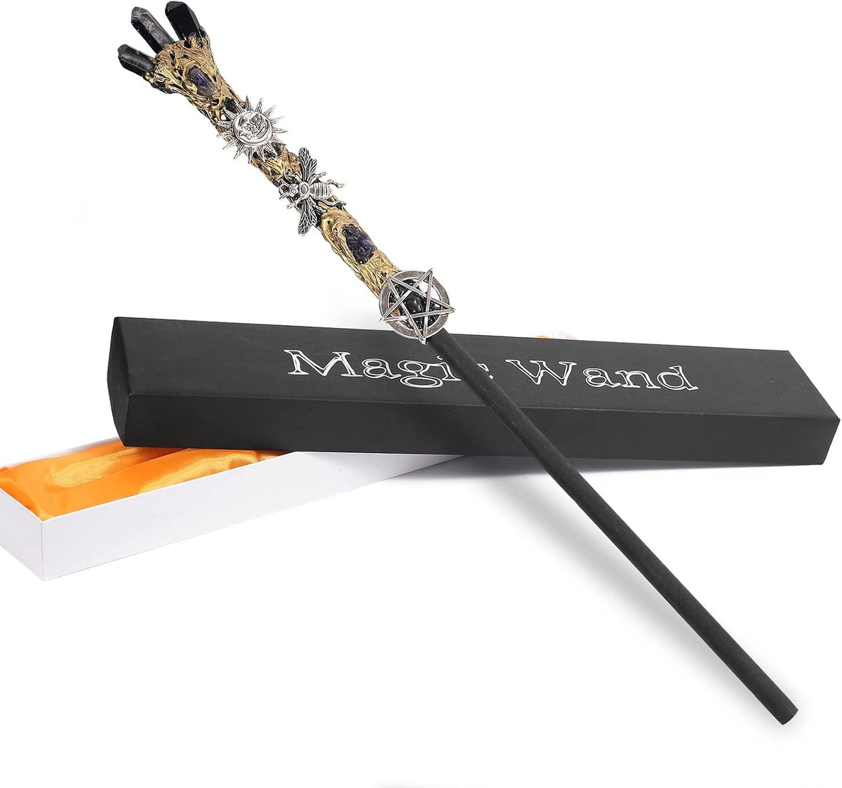 Bubbmi rhinestone witch magic wand in Snakepurple with solid wood body and metal accents - view 2