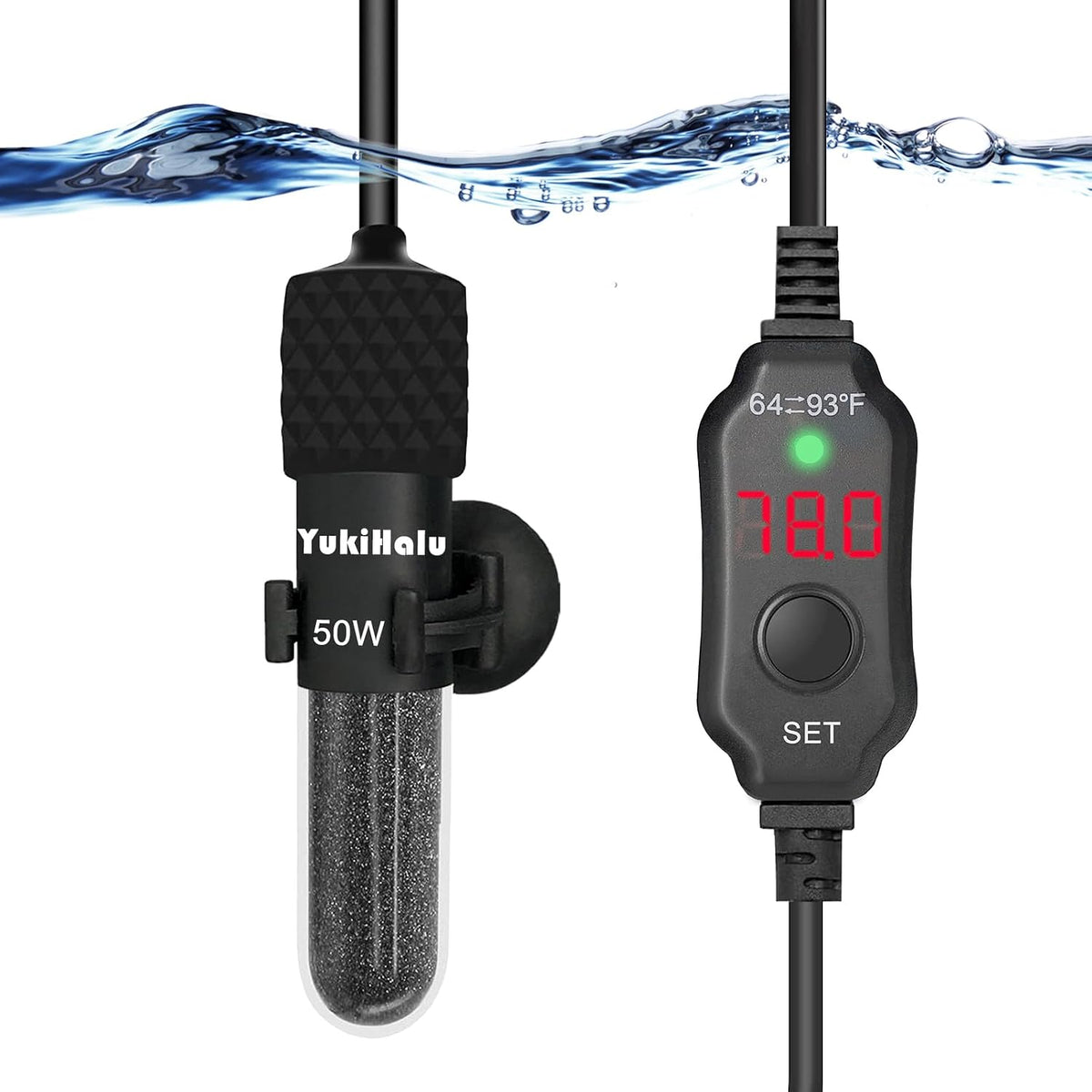 YukiHalu Small Submersible Aquarium Heater - 50 Watts