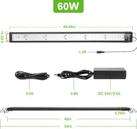 hygger 60W Smart Aquarium Light, Bluetooth LED Light with App Control, Full Spectrum Fish Tank Light with 24/7 Lighting Cycle, 5 Modes, Adjustable Timer, for 48"-55" Freshwater Planted Tank