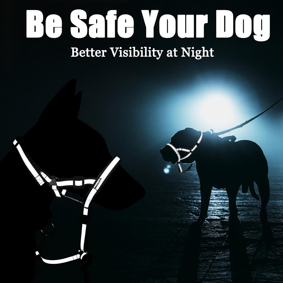 Reflective Head Collar, No Pull Collar for Small Medium Dogs – Essentials for Dogs - Black / M (Snout Cir: 8"-11”) - image 3
