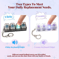 2 Pcs LED Keyboard Fidget Toy for Adults - Purple Creamy+blue Switch - image 2