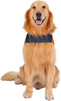HDE Dog Puffer Jacket Fleece Lined Winter Coat & Harness Hole NVY - X-Large / Navy Retro Stripe - image 2