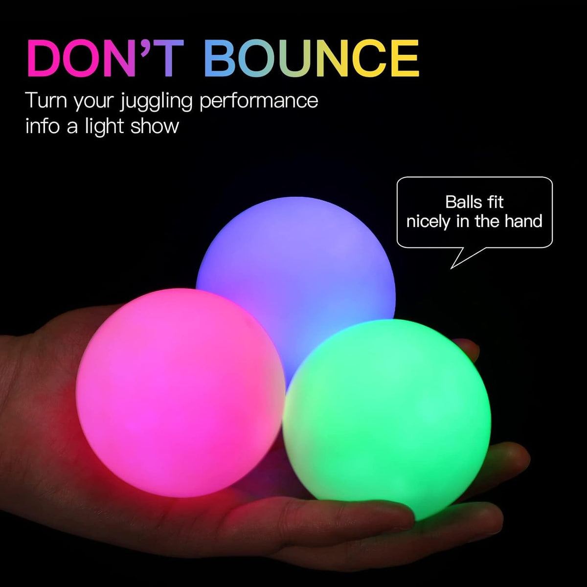 POITOI Juggling Balls Light Up Juggling Ball Glow in The Dark - Rainbow 3.2oz - image 3