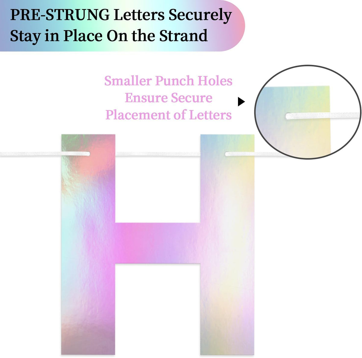 Pre-Strung Happy Birthday Banner - Iridescent - image 4