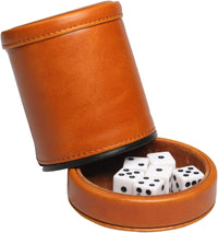 Leatherette Dice Cup with Lid Includes 6 Dices - Brown-1 - image 2