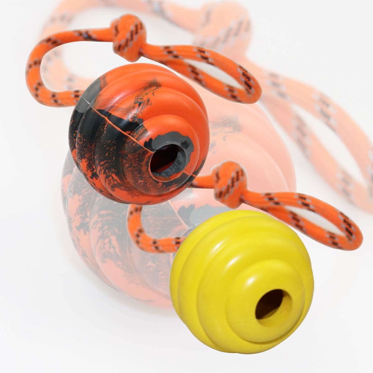 K9 Training Ball with Rope, Exercise and Reward Toy for Dogs - Orange and Yellow - image 4