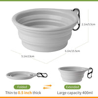 Dog Bowl Pet Travel Collapsible Bowls 2 Pack - Light grey + khaki - image 3