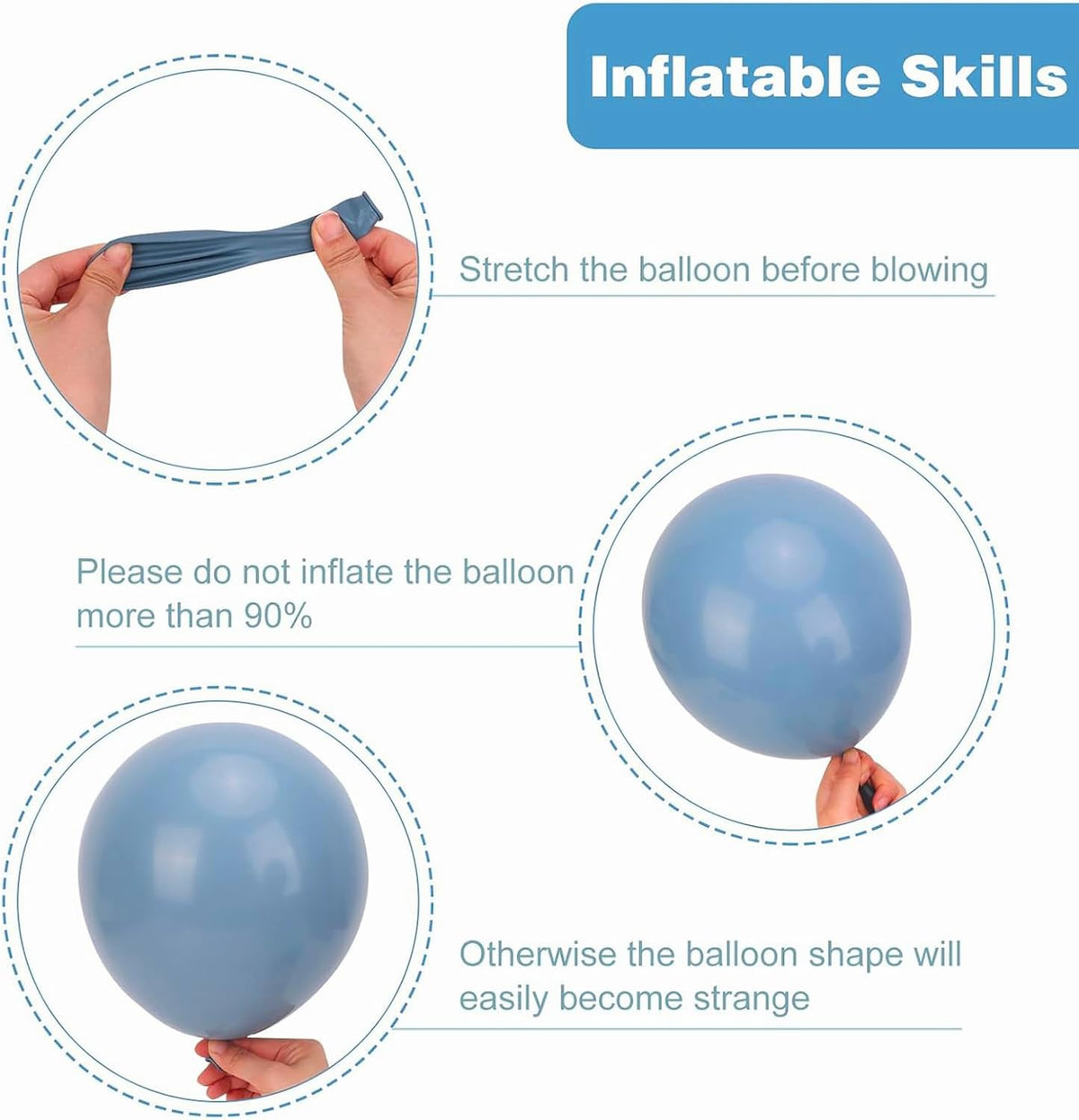 RUBFAC White Balloons Different Sizes 135pcs for Birthday Arch – Fun for Kids & Family - Dusty Blue - image 4
