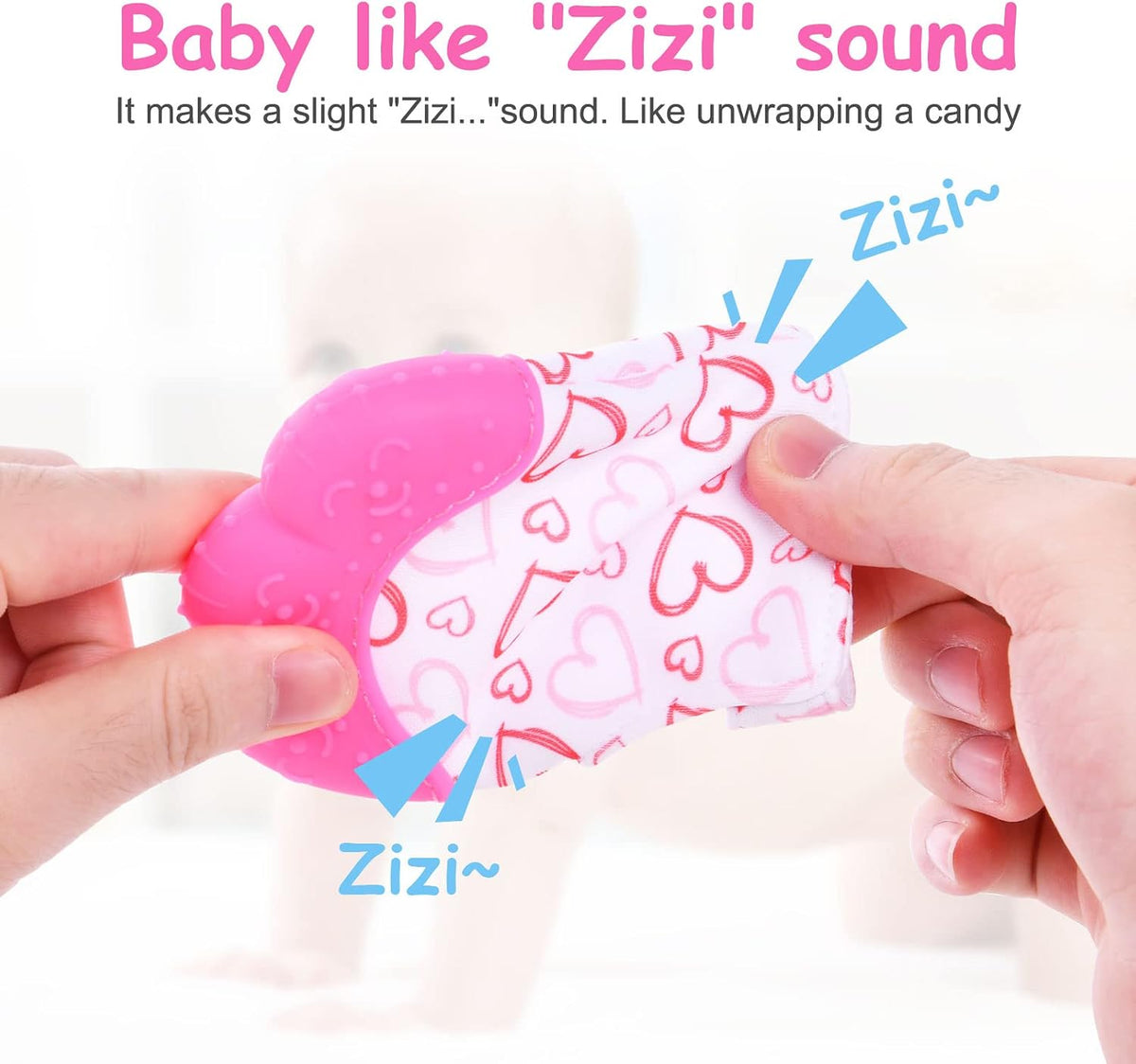 2Pack Silicone Teething Mitt - pink heart - image 4