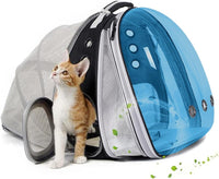 Dual Expandable Large Cat Backpack Carrier – Essentials for Cats - Blue / Tint Window