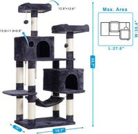 Hey-brother Cat Tree Tower with Sisal Scratching Posts - 53.7 Inches / Smoky Gray - image 3