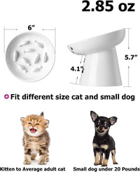 Y YHY Slow Feeder Cat Bowl, Ceramic Cat Slow Feeder Bowl - White - image 2