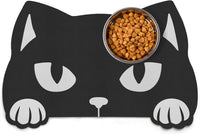 Pet Mats for Food and Water Dog Cat Food Mats Pet Feeding Mat - Black Cat