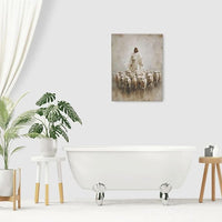 Jesus and Lamb Wall Art Christian Jesus Lamb Canvas Wall Decor Christ Religious Pictures painting Print Framed Artwork Decorations Gifts for Living Room Bedroom Prayer Room Church 12"x16"