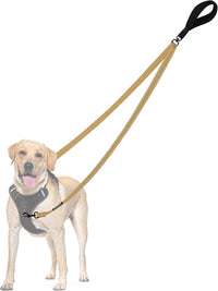 Two Point Control Dog Leash, No Tangle Training Walking Leashes – Essentials for Dogs - Khaki
