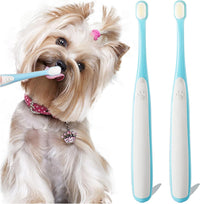 Small dog and cat toothbrush kit with 2 micro-head extra soft brushes