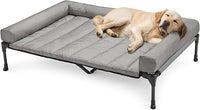 Veehoo Cooling Elevated Dog Bed Add Removable Waterproof Bolster Cushion Mat, Raised Pet Cot with Breathable Teslin Mesh, No-Slip Feet, Dog Couch Bed for Indoor Outdoor, 49x33inches, Grey, CWC2331B