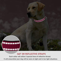 Reflective Dog Collar, Puppy Collar with Buckle Adjustable - Hotpink / Large :Width 1",Neck 14-22" - image 4