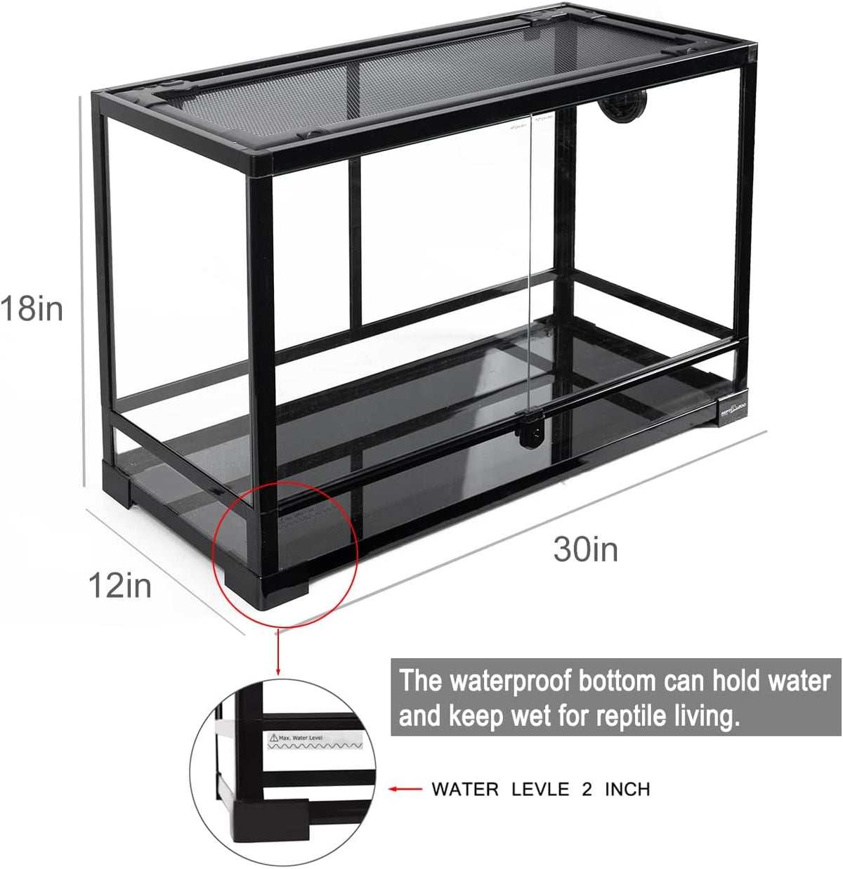 REPTI ZOO Tempered Glass Reptile Terrarium 30 Gallon - image 3