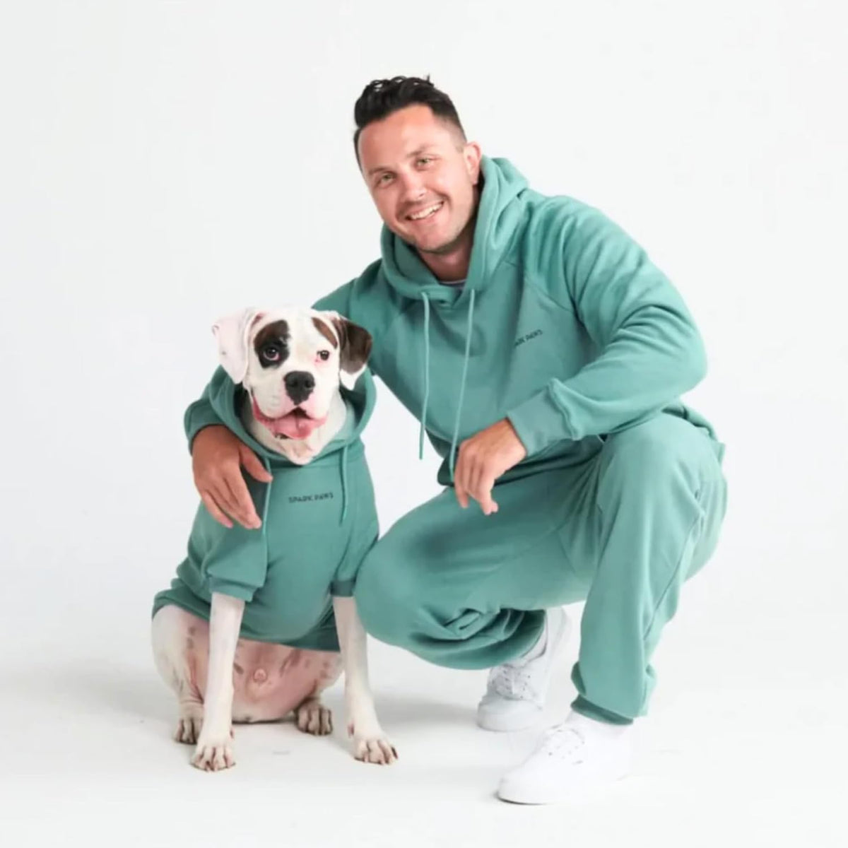 Spark Paws Human Hoodie, Matching Dog and Owner Clothes - Large / Teal - image 2