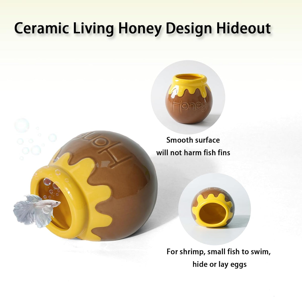 Pink Aquarium Decor Ceramic Cute Strawberry Betta Fish Tank Cave – Essentials for Fish - Honey-brown / Honey - image 4