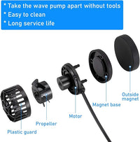 hygger Quiet Magnetic Aquarium Wave Maker, 1600GPH DC 12V Powerhead with Digital Led Display Controller, Submersible Water Inverter Circulation Pump for Fish Tank 3-25 Gallon