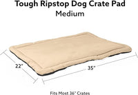 K9 Ballistics Tough Ripstop Dog Crate Pad - Durable & Machine Washable with Non-Skid Bottom and 120-Day Warranty, Fits 36" Wire Crates - Medium, Sandstone