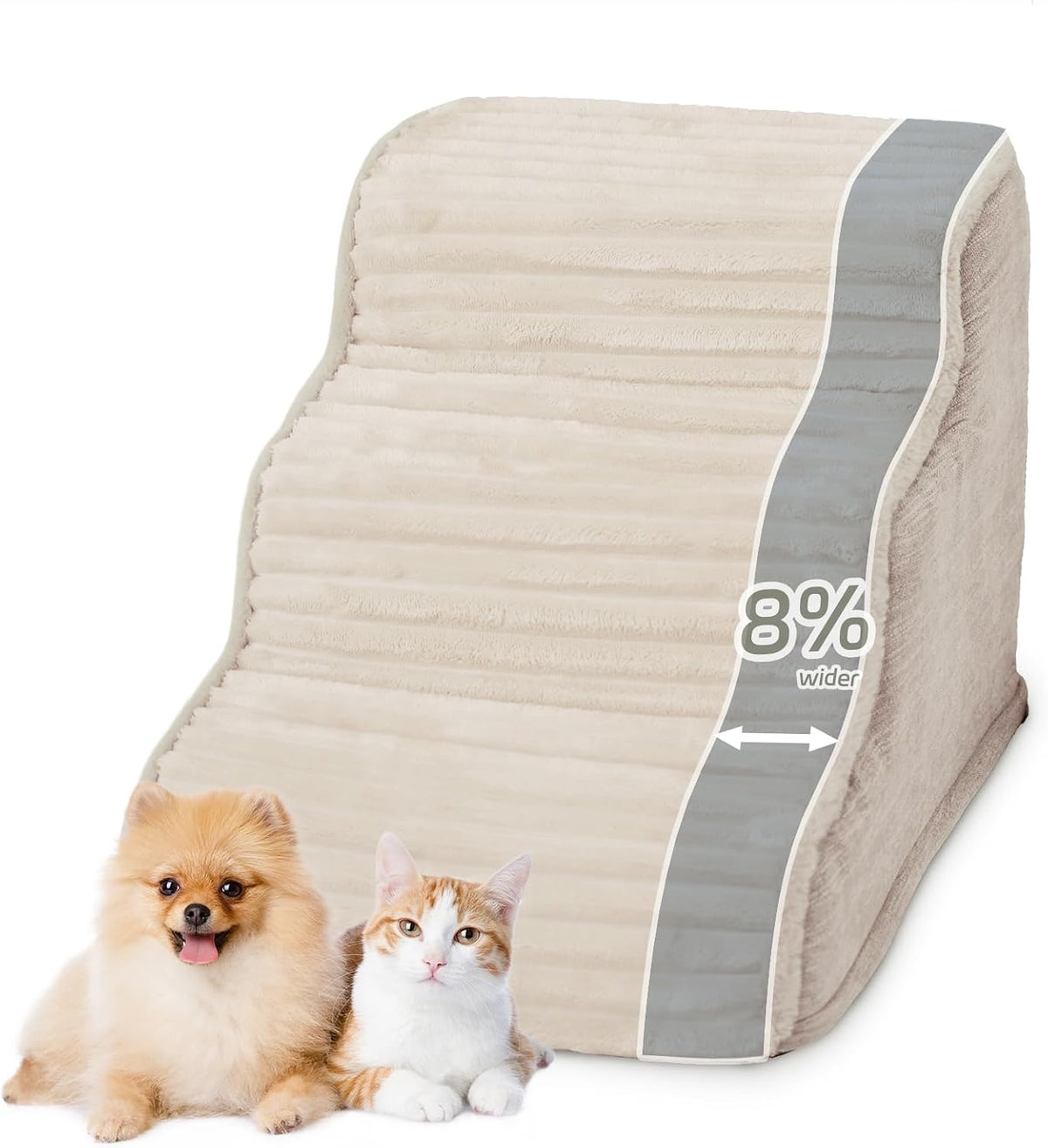 Dog Stairs for Small Dogs 15.7'' H, 3-Step High Density Foam – Essentials for Dogs - Beige / 3 / Extra Wide 3 Step-15.7"H